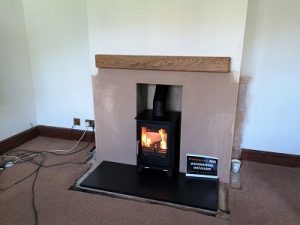 Fireplace alterations and stove installation in Langport, Somerset.